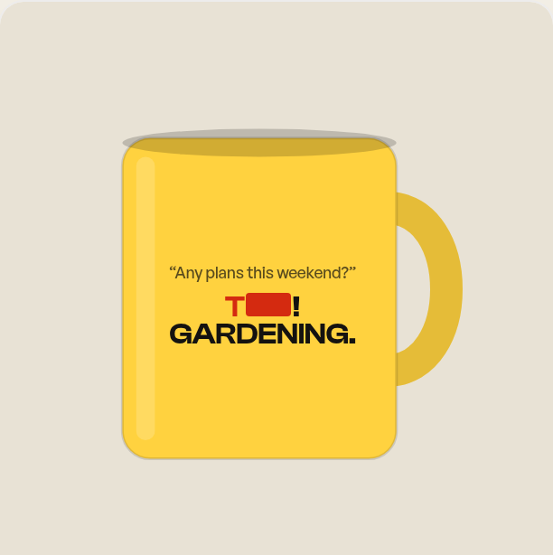 Weekend Plans Mug, shown with the swearing redacted