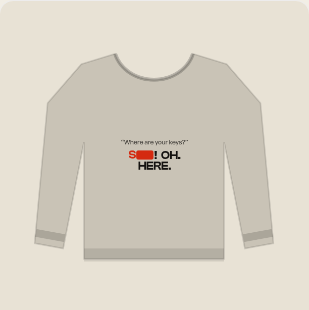 Where Are Your Keys? Sweatshirt, shown with the swearing redacted