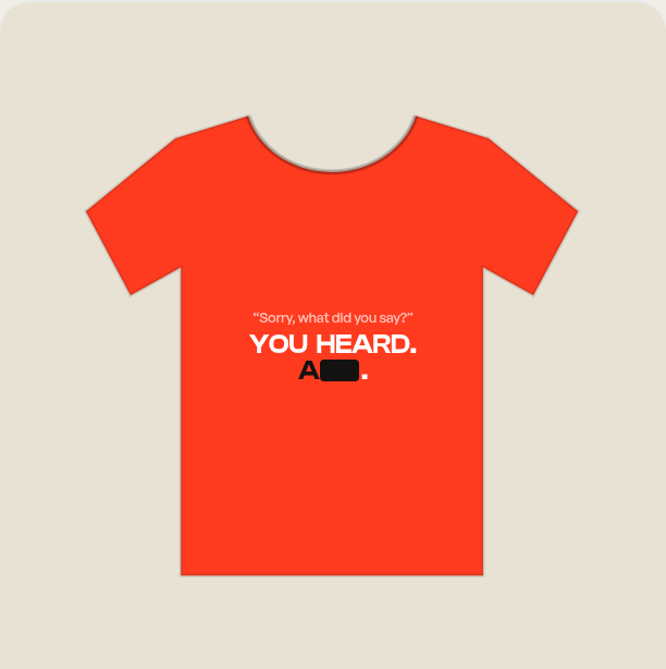 Pardon? Tee, shown with the swearing redacted